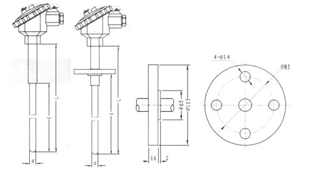 防腐蝕熱電偶的型號選擇和規格尺寸圖
